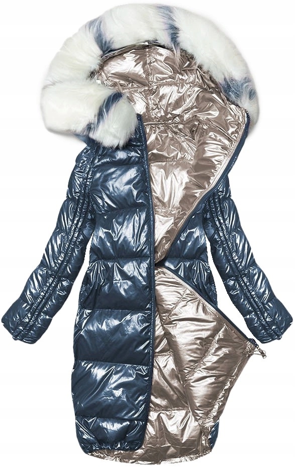 Oboustranná Bunda S Kapucí 7901 Námořnická Modrá S (36)