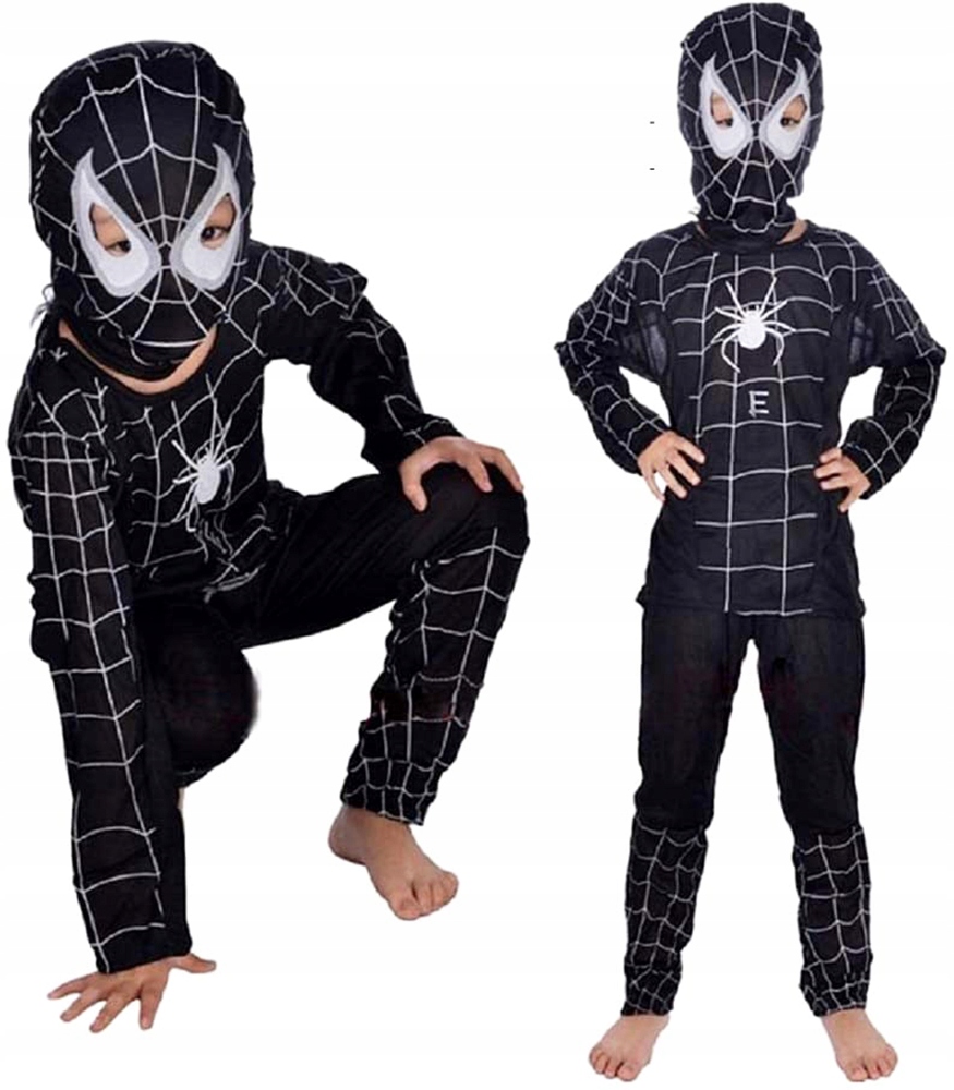 STRÓJ CZARNY SPIDERMAN CZŁOWIEK PAJĄK 3W1 110/122 Rozmiar 110-122
