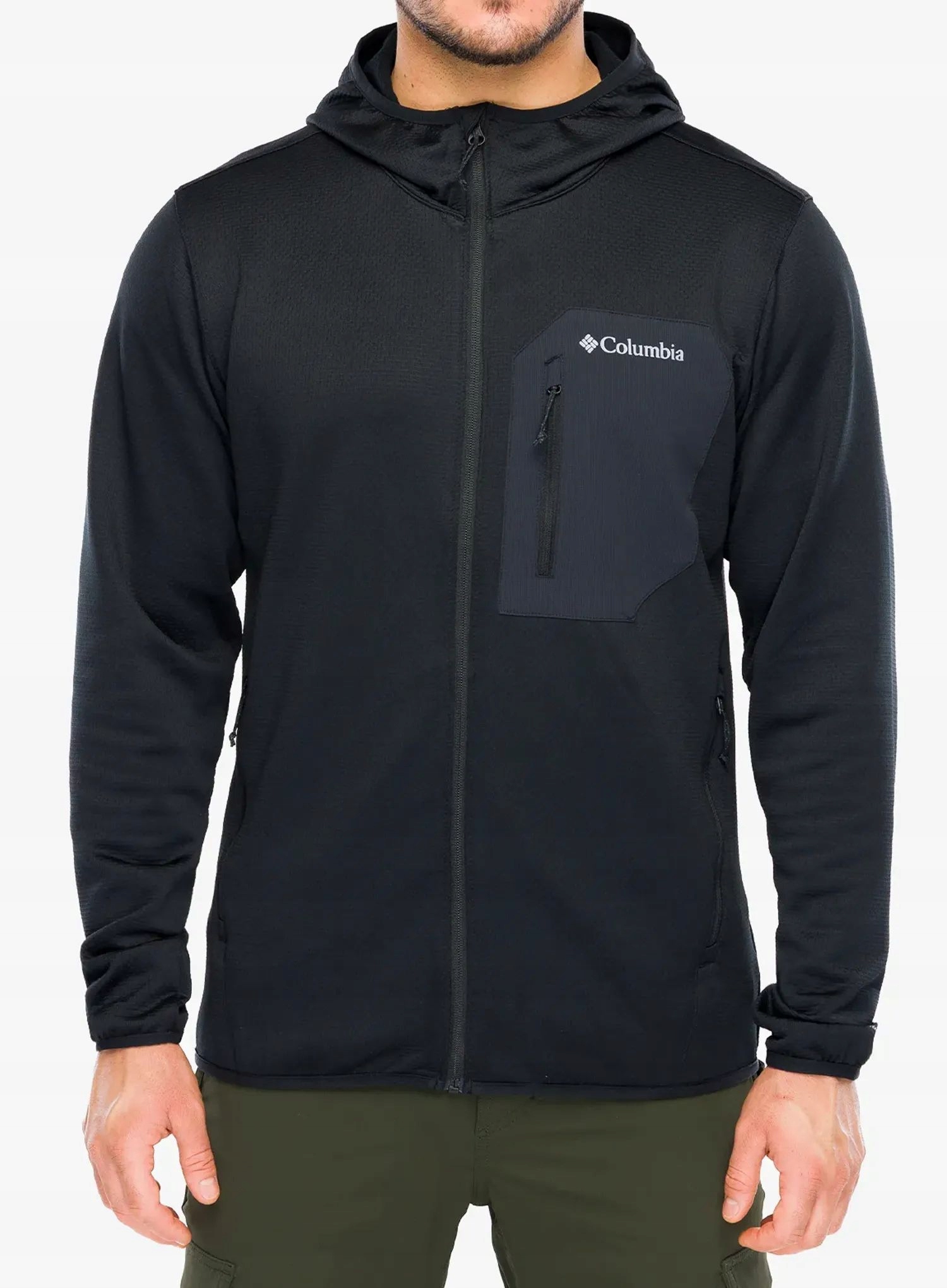 Mikina fleecová Columbia Tall Heights Hooded Grid Fleece Full Zip černá L