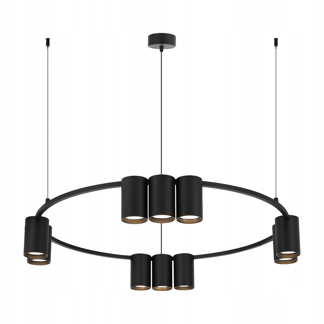 Moderná závesná lampa Genesis 10 s čiernou tubou do jedálne nad stôl