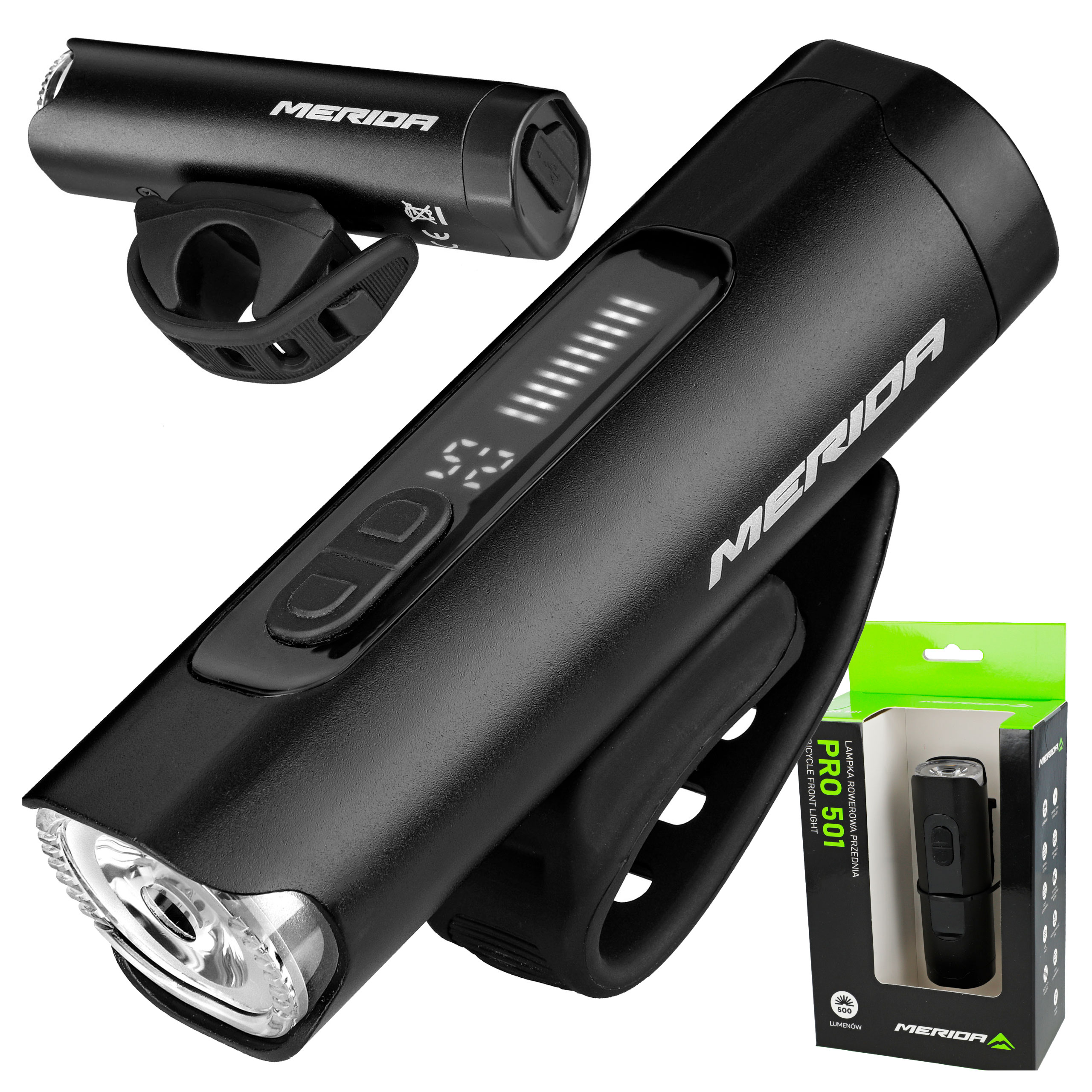 Przednia Lampka Rowerowa Merida Pro 501 Powerbank 500 lm 8 Trybów Usb-c