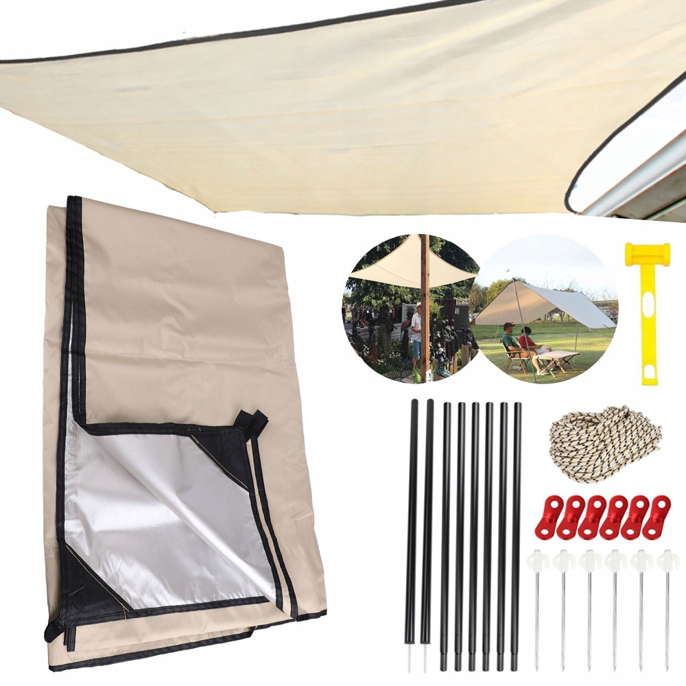 Sluneční Plachta Stínící 3X3 Khaki Zahradní Voděodolná Obdélníková