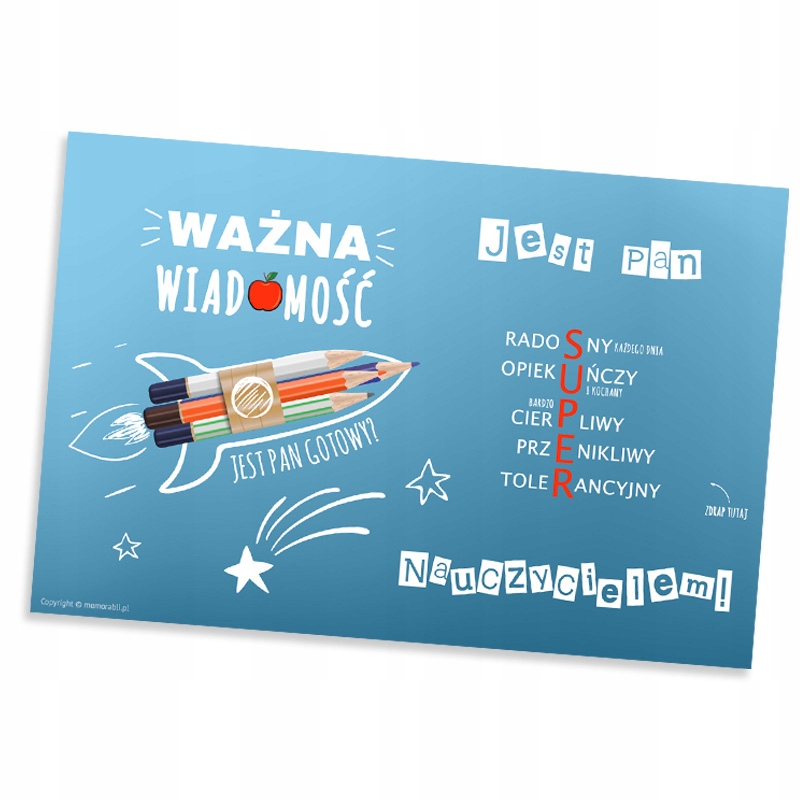 KARTKA ZDRAPKA podziękowanie dla nauczyciela Rodzaj inny