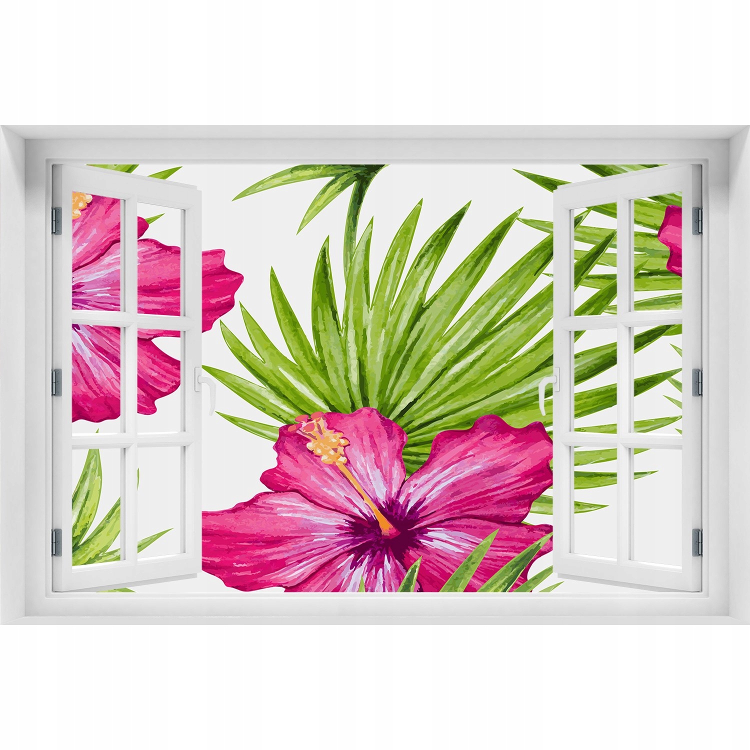 

3D Okno Naklejka na ścianę Hawajskie kwiaty 120x80
