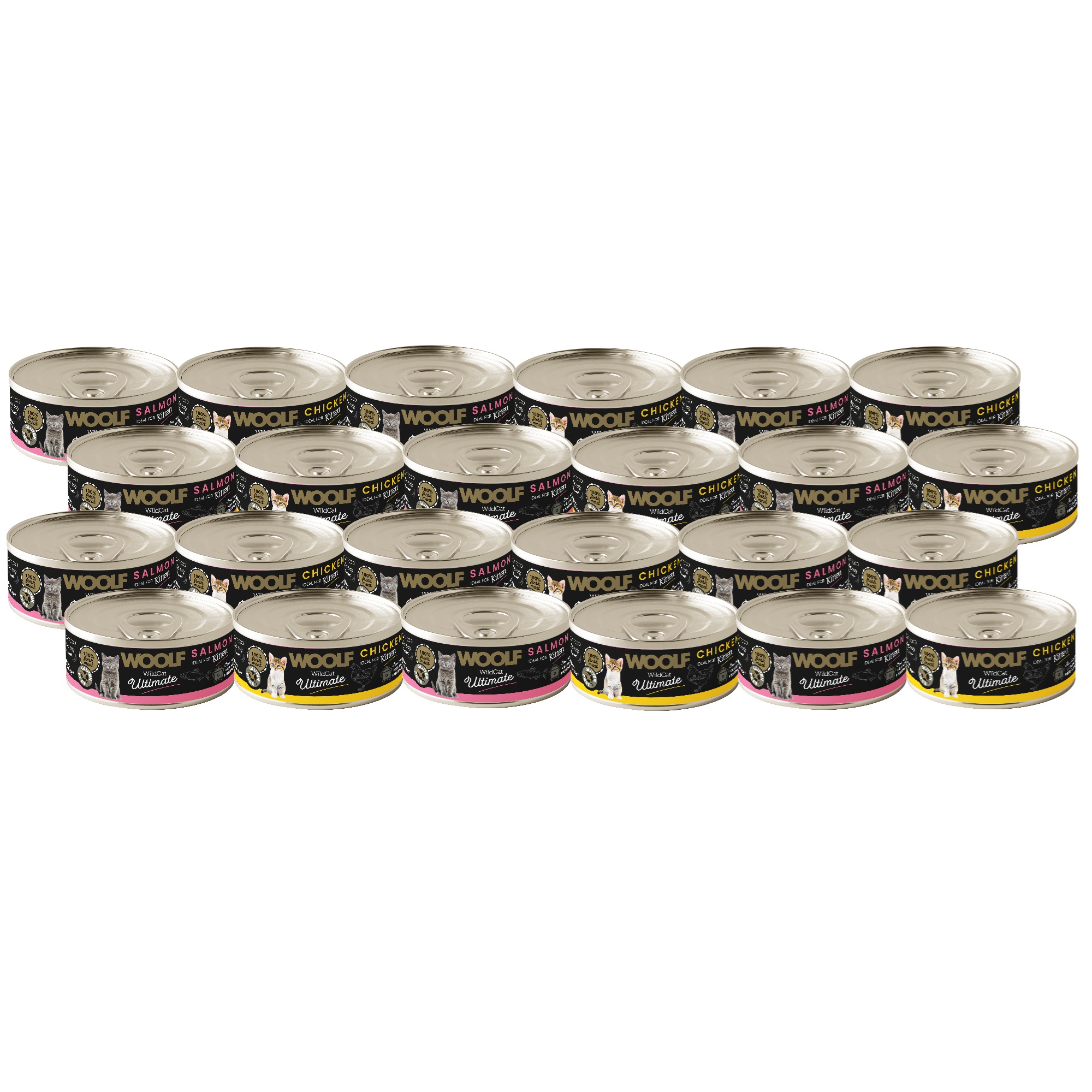 Levně Woolf Wild Ultimate Kitten Krmivo mokré pro koťata Degustační sada 24PAK