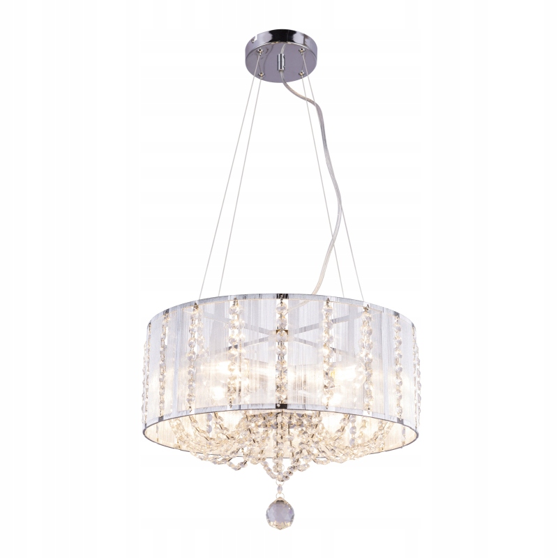 Závěsná lampa Walla chrom křišťálové řetězy elegantní glamour nádherná