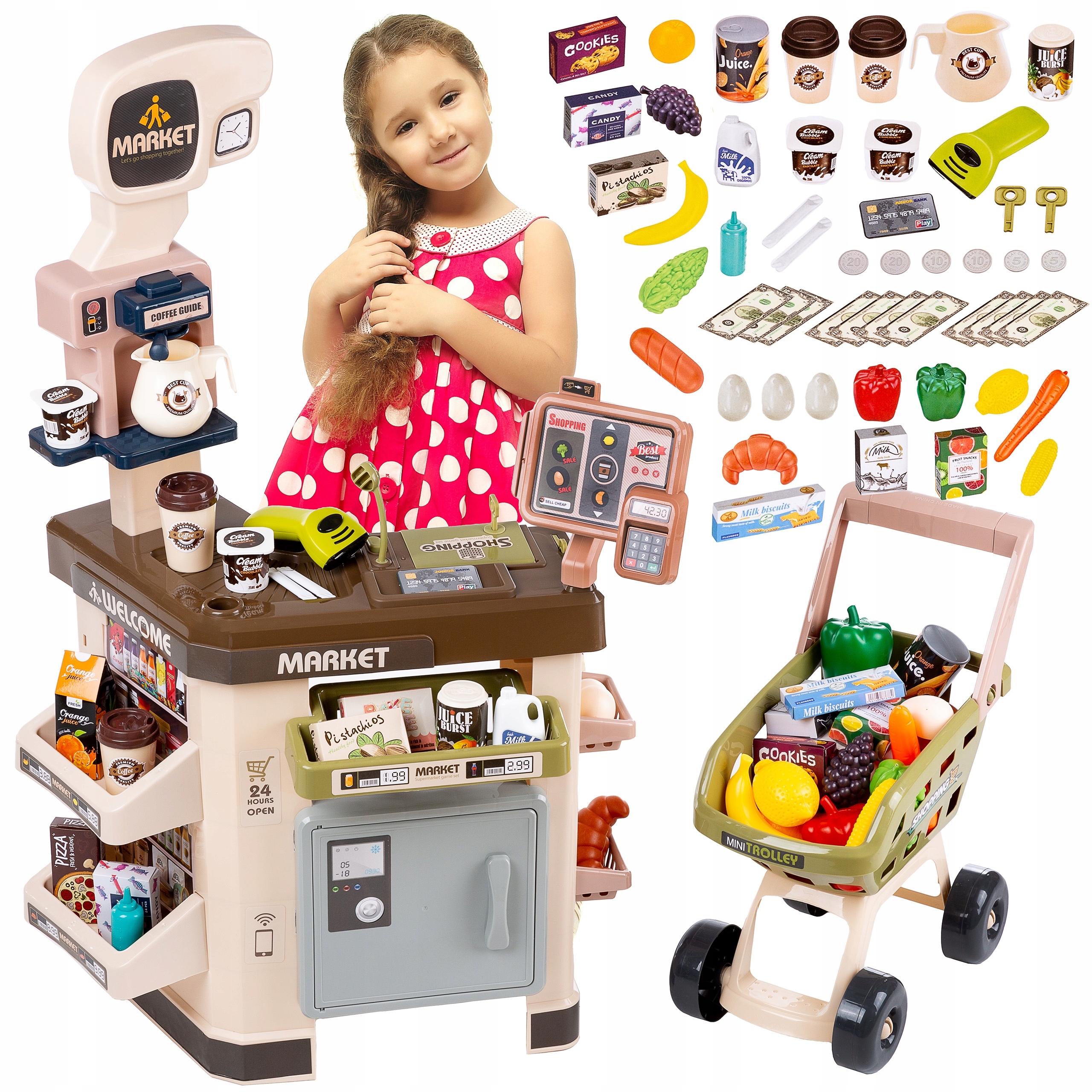 SKLEP SUPERMARKET DLA DZIECI ŚWIATŁO DŹWIĘK KOSZYK