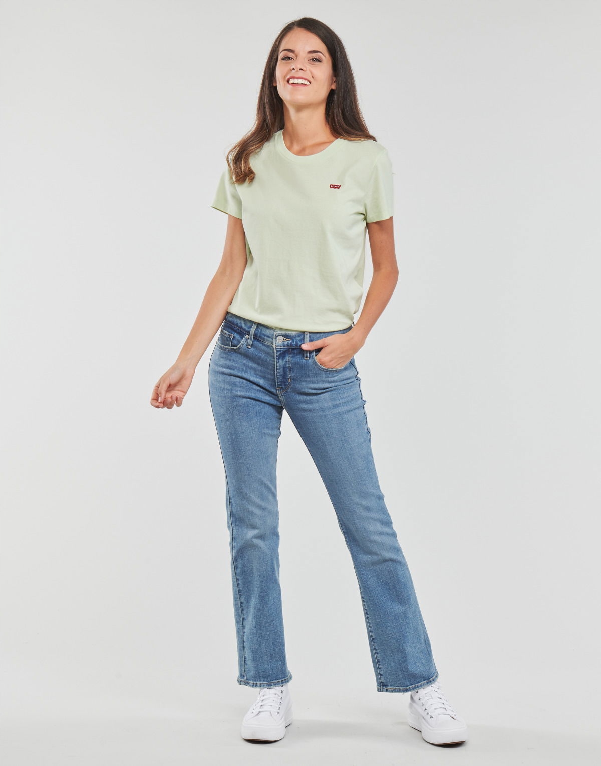 Levis Dámské Úzké Nohavice Džíny S Dlouhými Modrými Oděrkami 28/32 7AA
