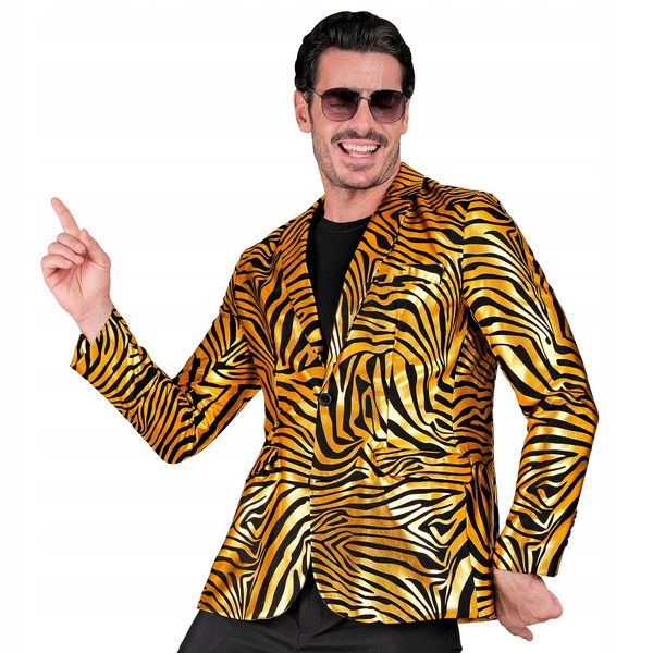 Pánské Sako Černozlaté Zebra Silvestr Karneval Zábava XXL