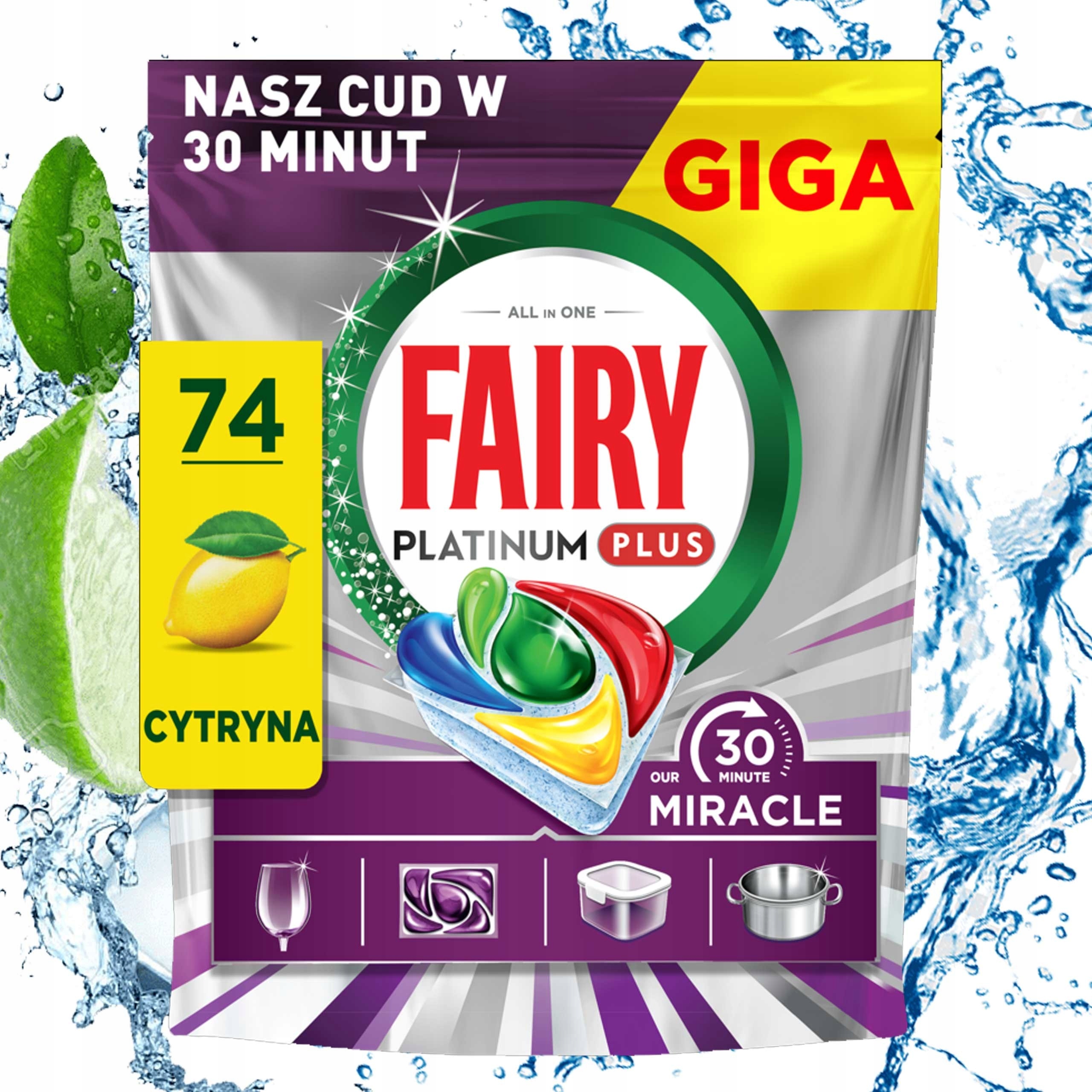 Kapsułki Do Zmywarki Na Krótkie Programy Fairy Platinum Plus 74 Sztuki