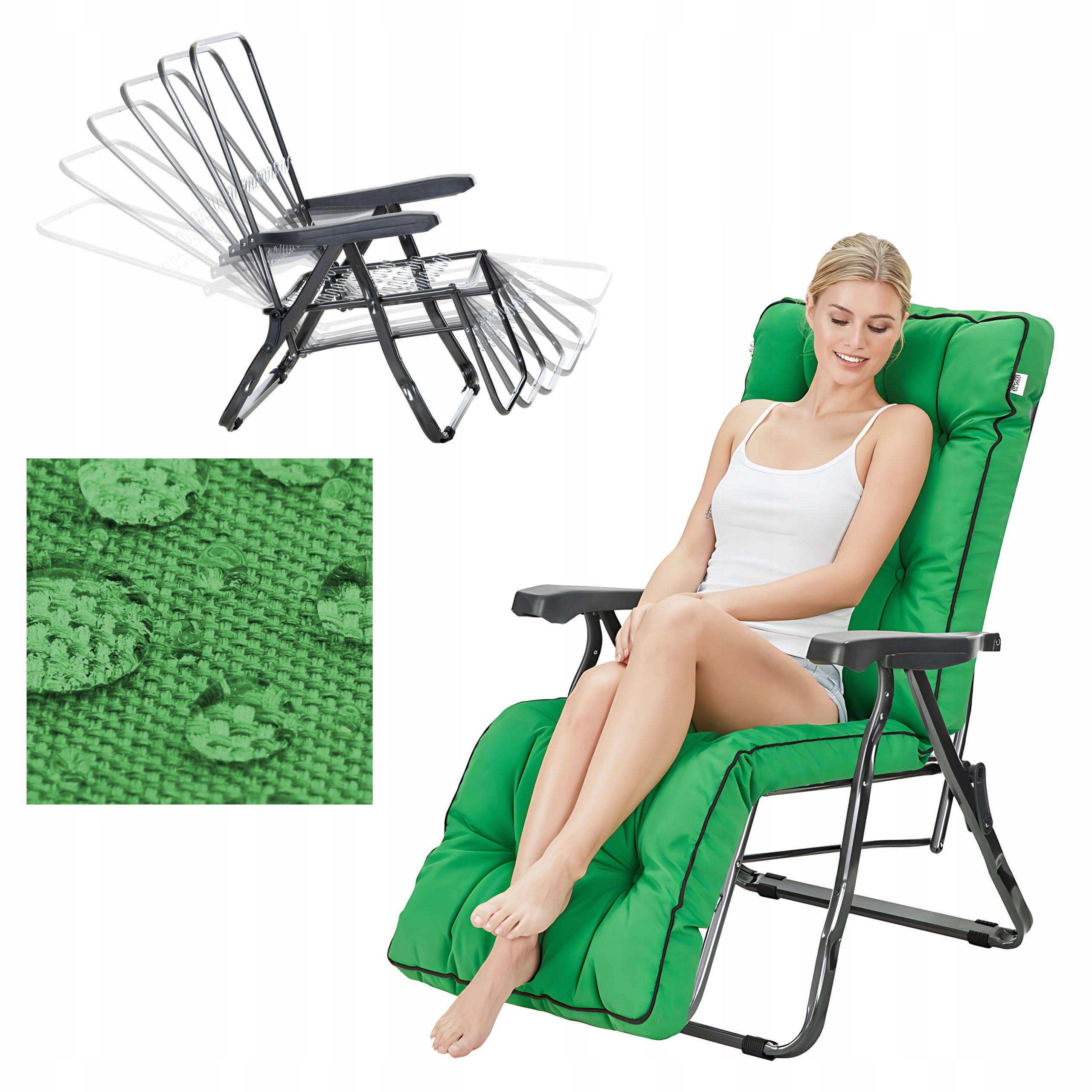 Záhradné ležadlo s vankúšom Skladacie záhradné kreslo s vankúšom a podnožkou