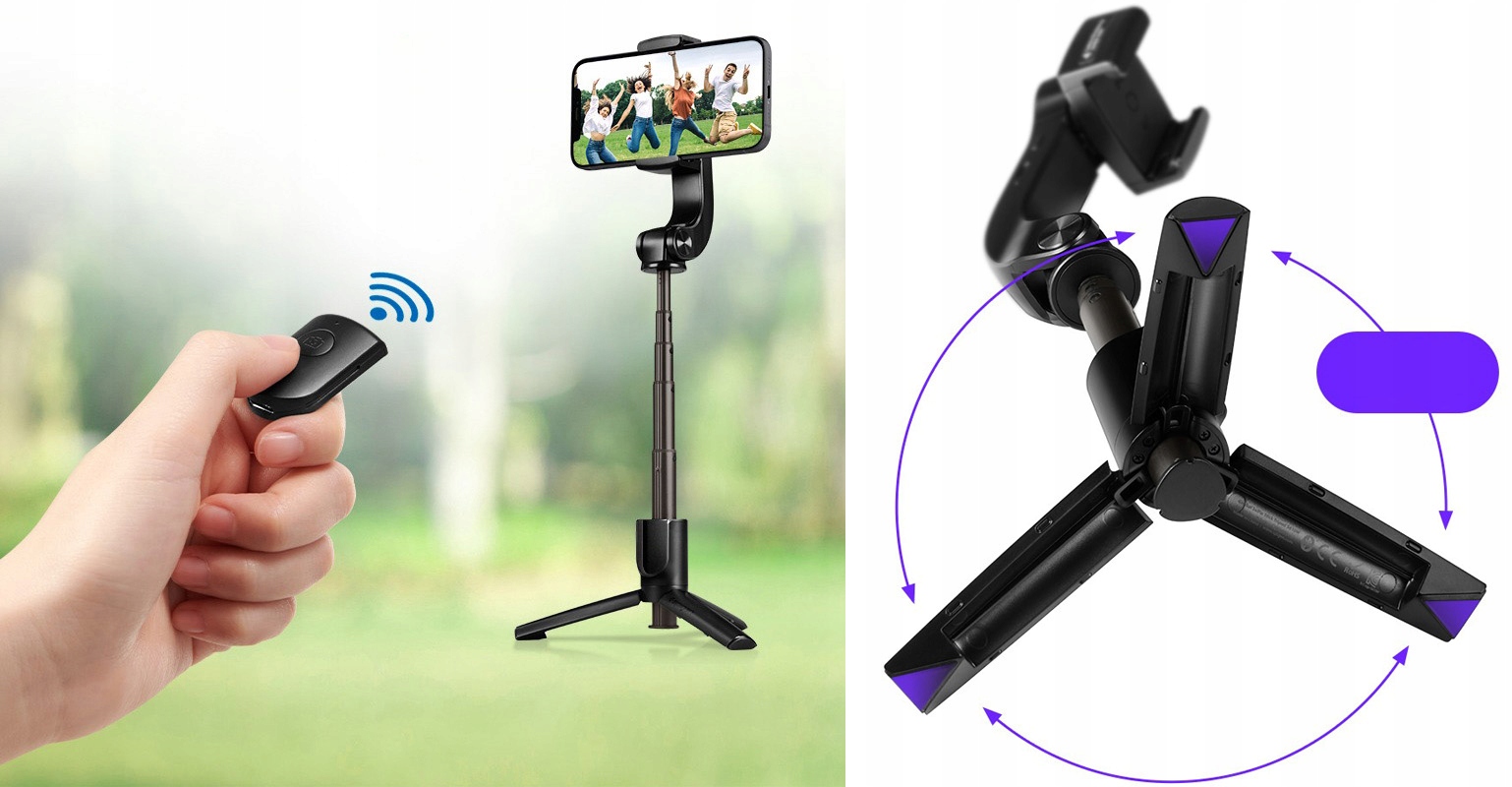 Gimbal SPIGEN - Selfie Stick Tripod - S610W (cza)3 Obsługiwane systemy operacyjne Android iOS