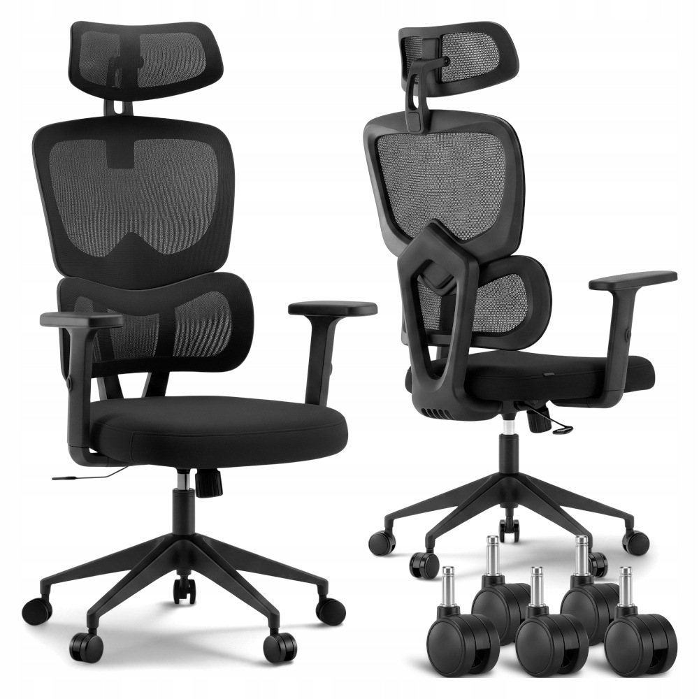Ergonomická Kancelářská Otočná Látková Herní Židle, Nastavitelná, Černá