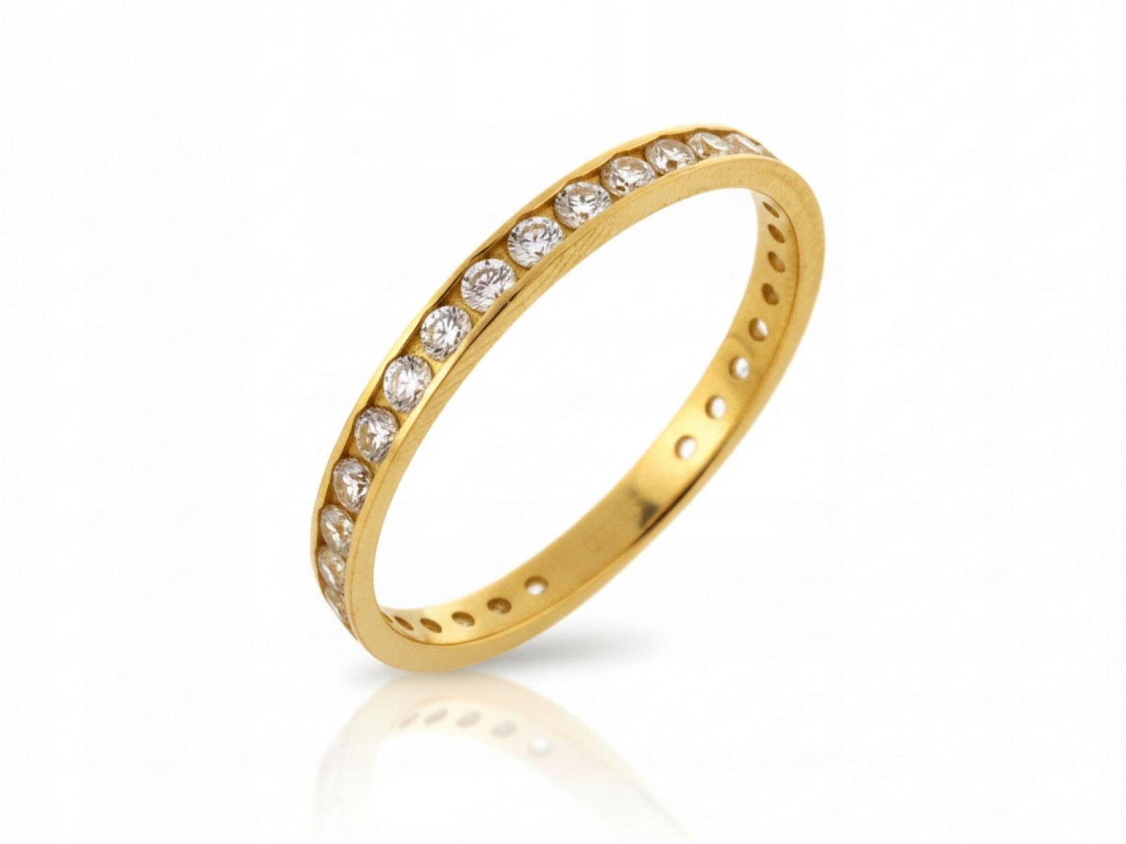 Prstýnek 585 s úzkými zirkony od klenotníka, módní vzor 14k