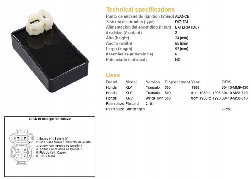 Modul Zapaľovania CDI Honda XL 600V Transalp 89-99; Xrv 650 Africa Twin 88-00