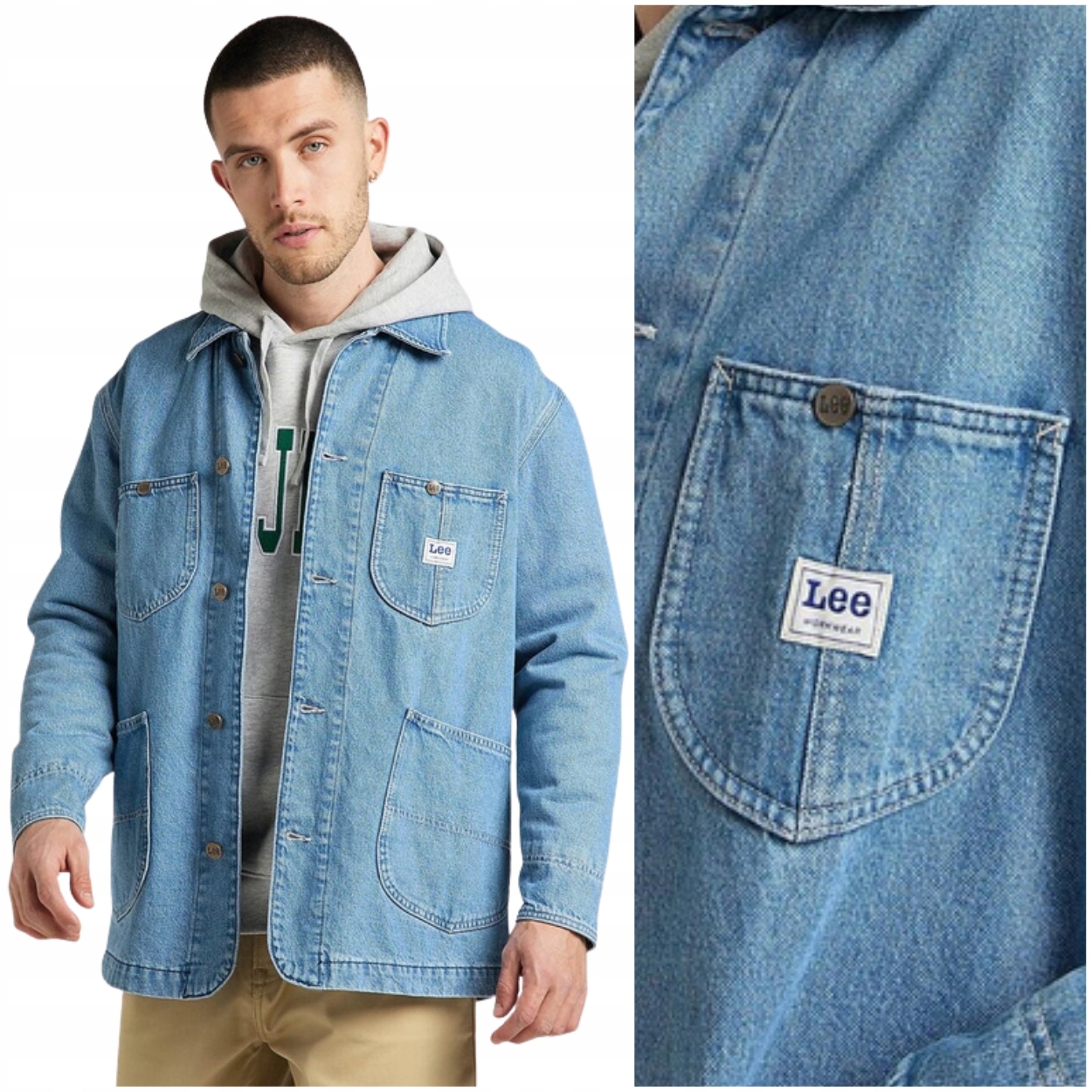 Lee Loose Loco Jacket Workwear zateplená volná džínová bunda katana M