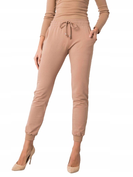

Damskie spodnie dresowe basic camelowe Faster -XL-
