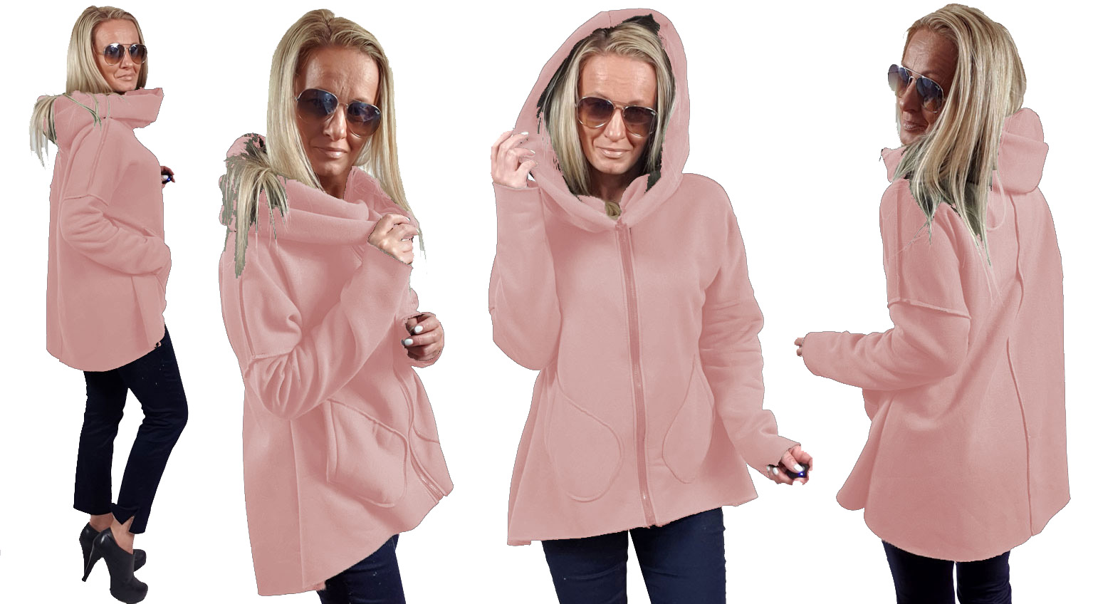 

Asymetryczna Bluza Tunika Kardigan Komin Kaptur XL