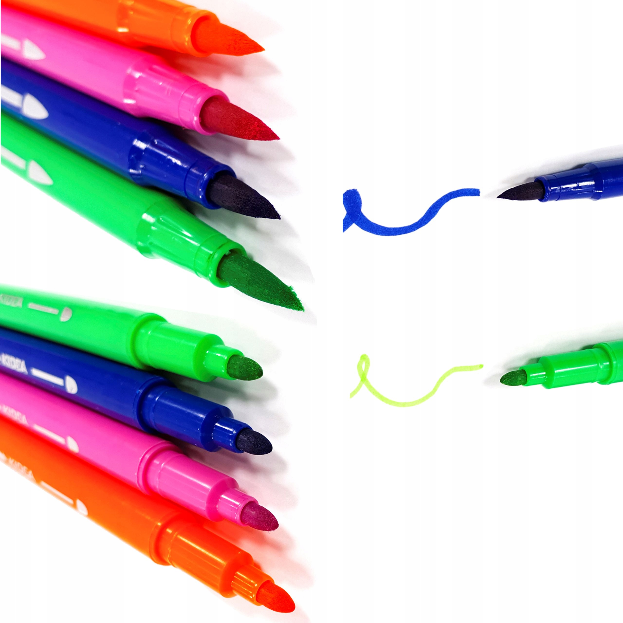 KIDEA FLAMASTRY PISAKI DWUSTRONNE PĘDZELKOWE 12kol Bohater brak