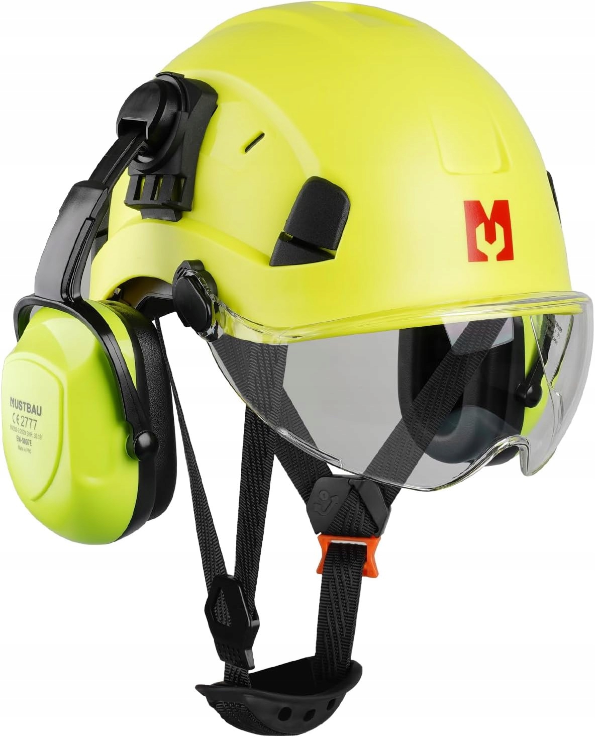 Kask Ochronny EN397 z Nausznikami i Wizjerem 53-63cm