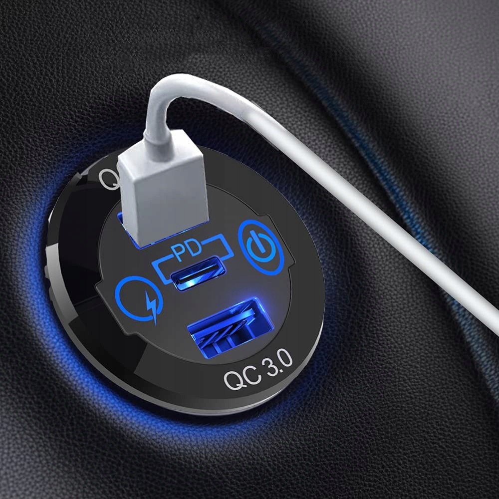 GNIAZDO ŁADOWARKA SAMOCHÓD 3xUSB QC3.0 12V-24V Producent inny