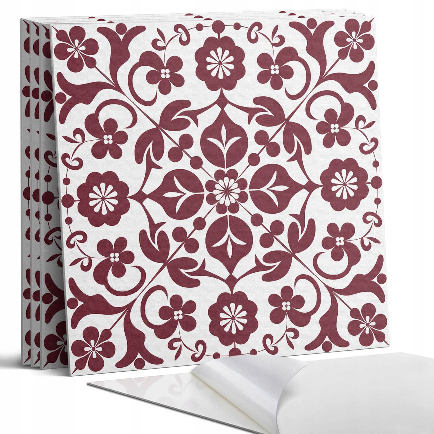 Sada nástěnných vinylových dlaždic Ornamenty s květinami 4 x 50 x 50 cm