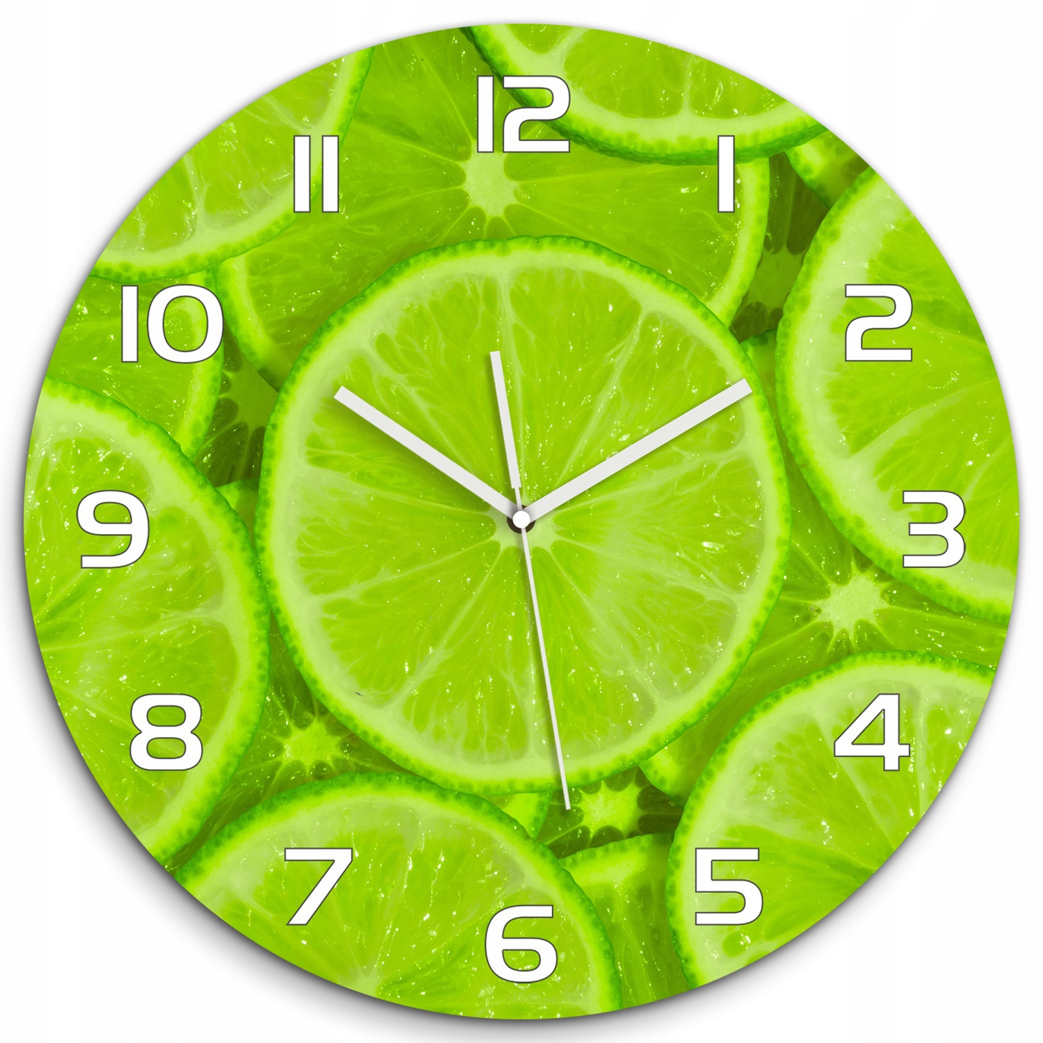 

Szklany okrągły zegar do kuchni Limonki fi 60 cm