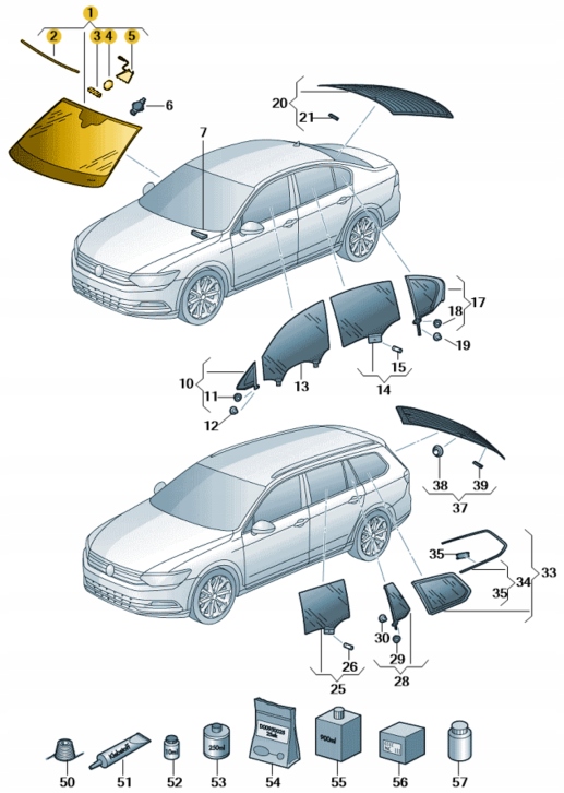 SZYBA CZOŁOWA (WARSTWOWA) VW PASSAT B8 OE