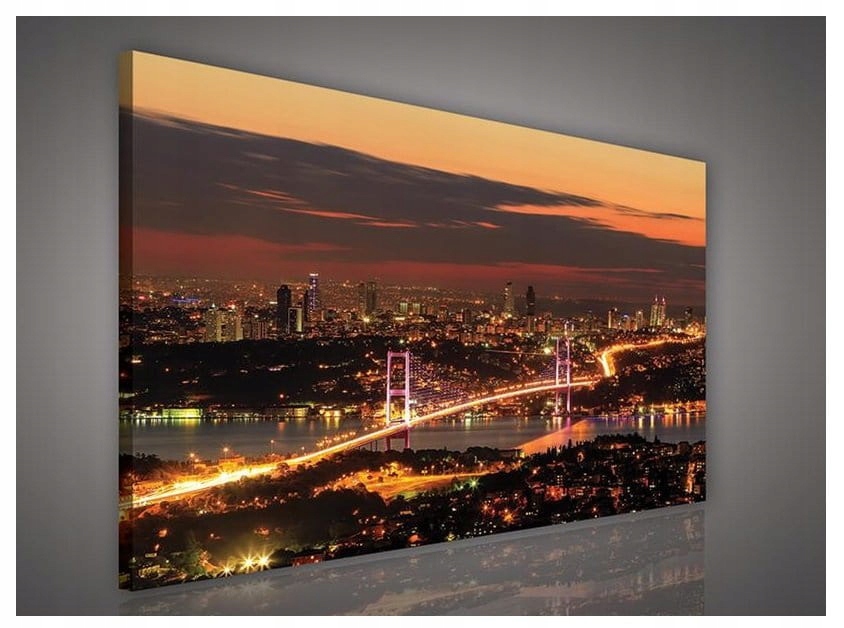 Obraz 100x75 Noční město most osvětlení panorama metropole Istanbul