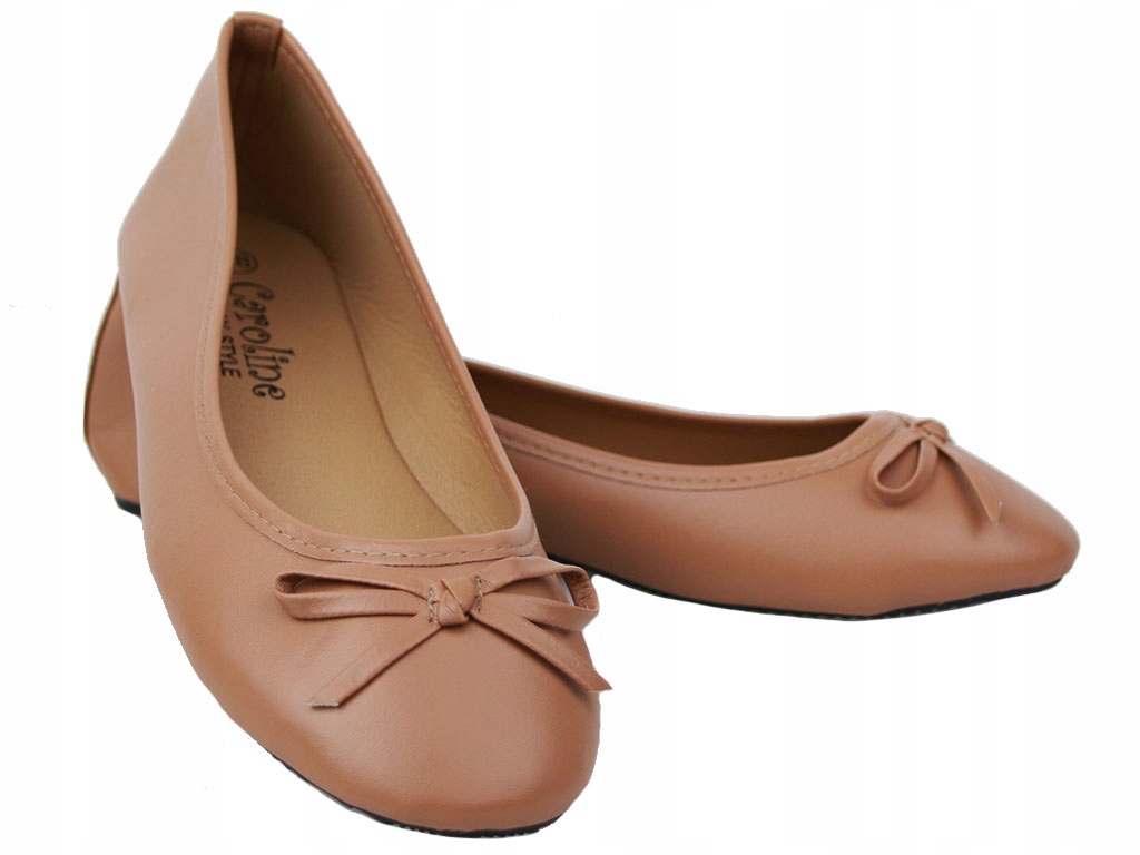 

Balerinki Z Kokardką Buty Skóra Camel F8 1556 40