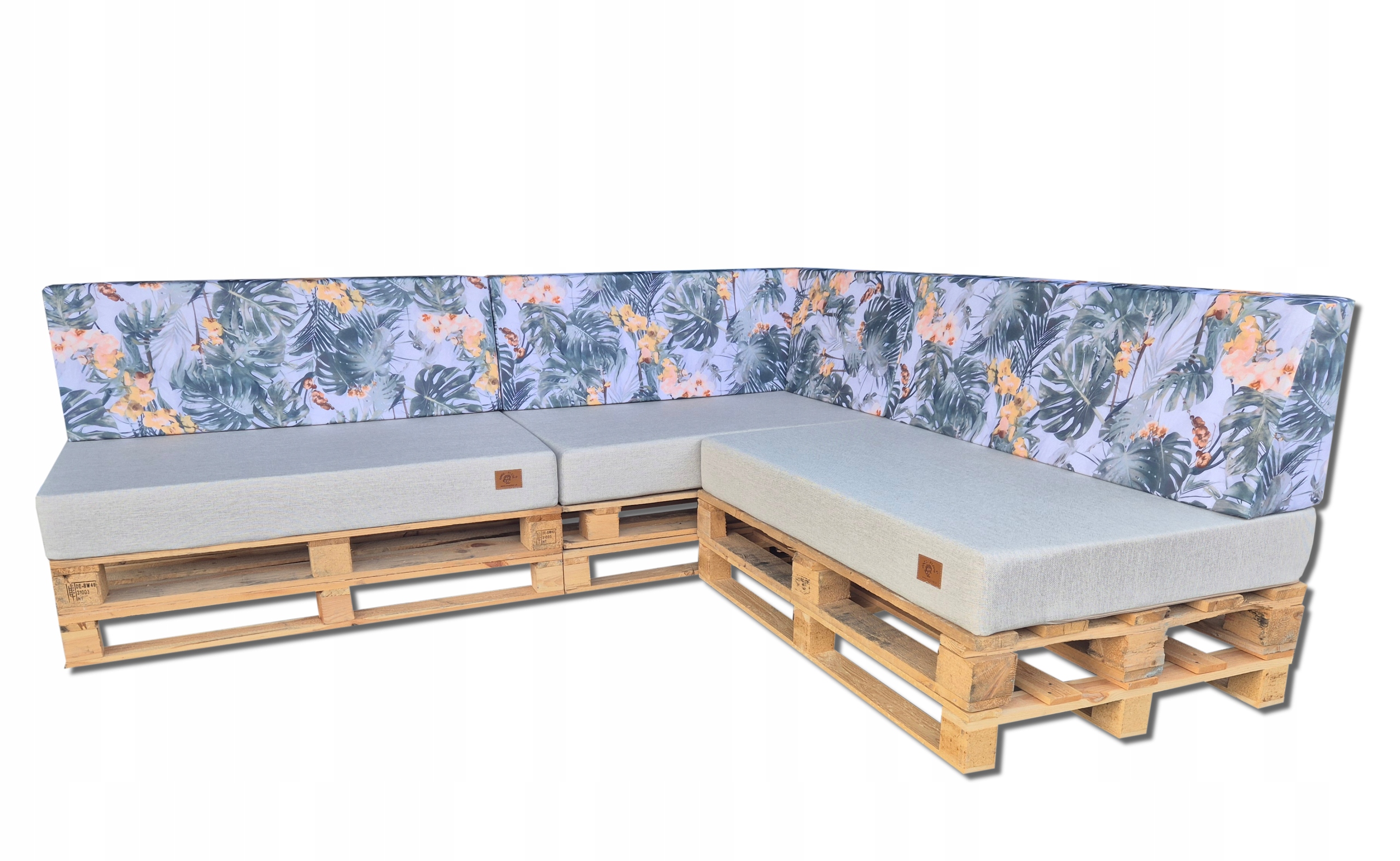 Sada zahradních polštářů s opěradlem Palety Roh -3 ks 120x80 40x120