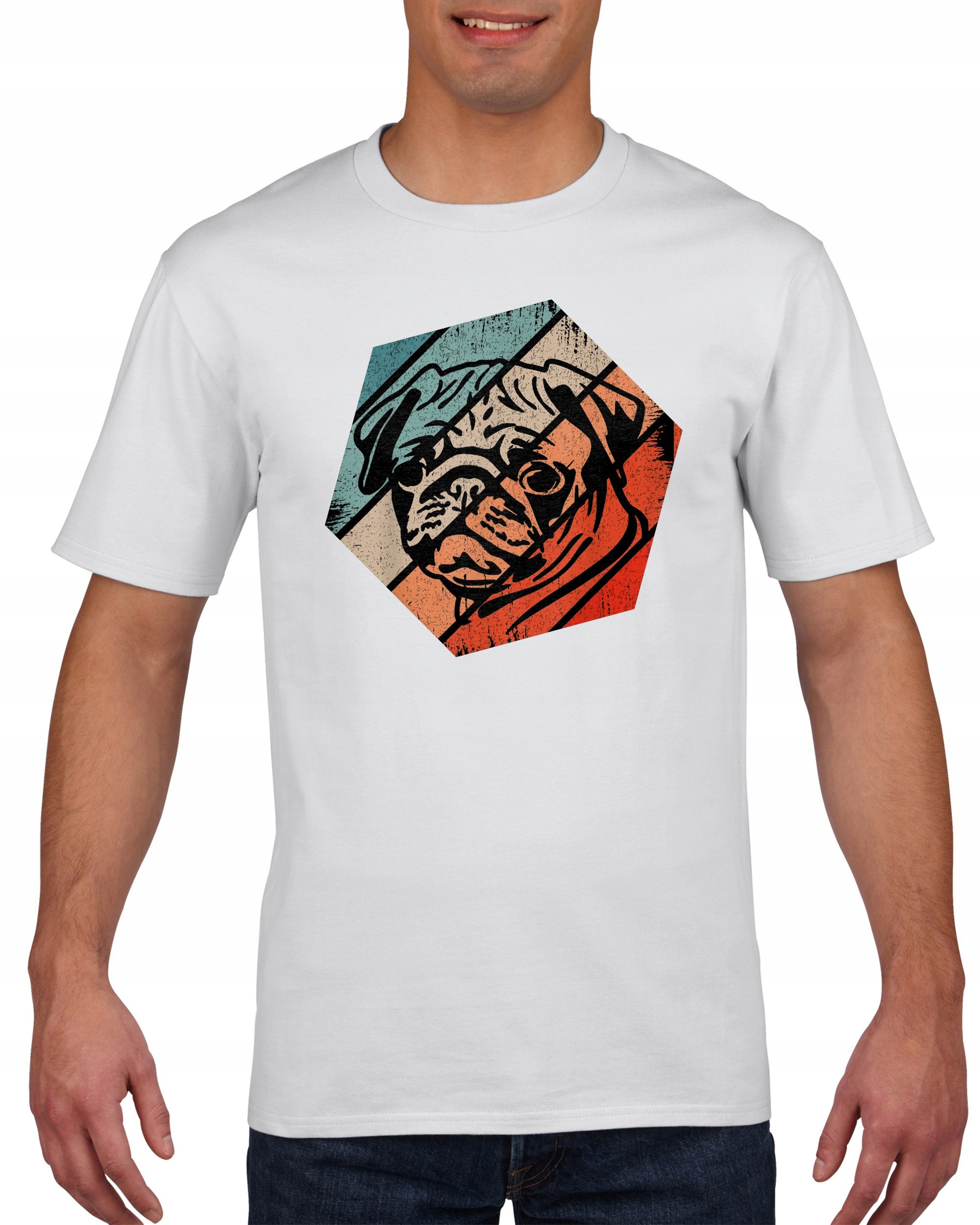 

Koszulka męska Retro vintage pug mops pies L
