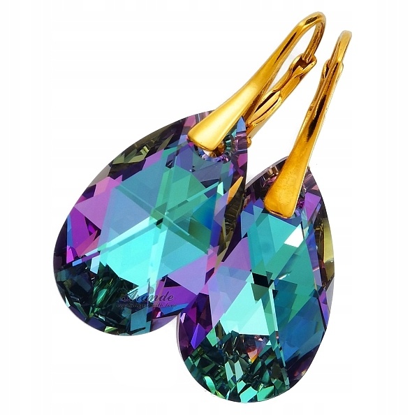 Křišťálové Náušnice Vitrail Zlaté Stříbro Arande