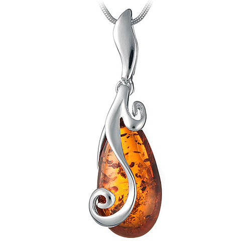 Přívěsek Kapka ze stříbra 925 s přírodním Jantarem stříbrný Přívěsek