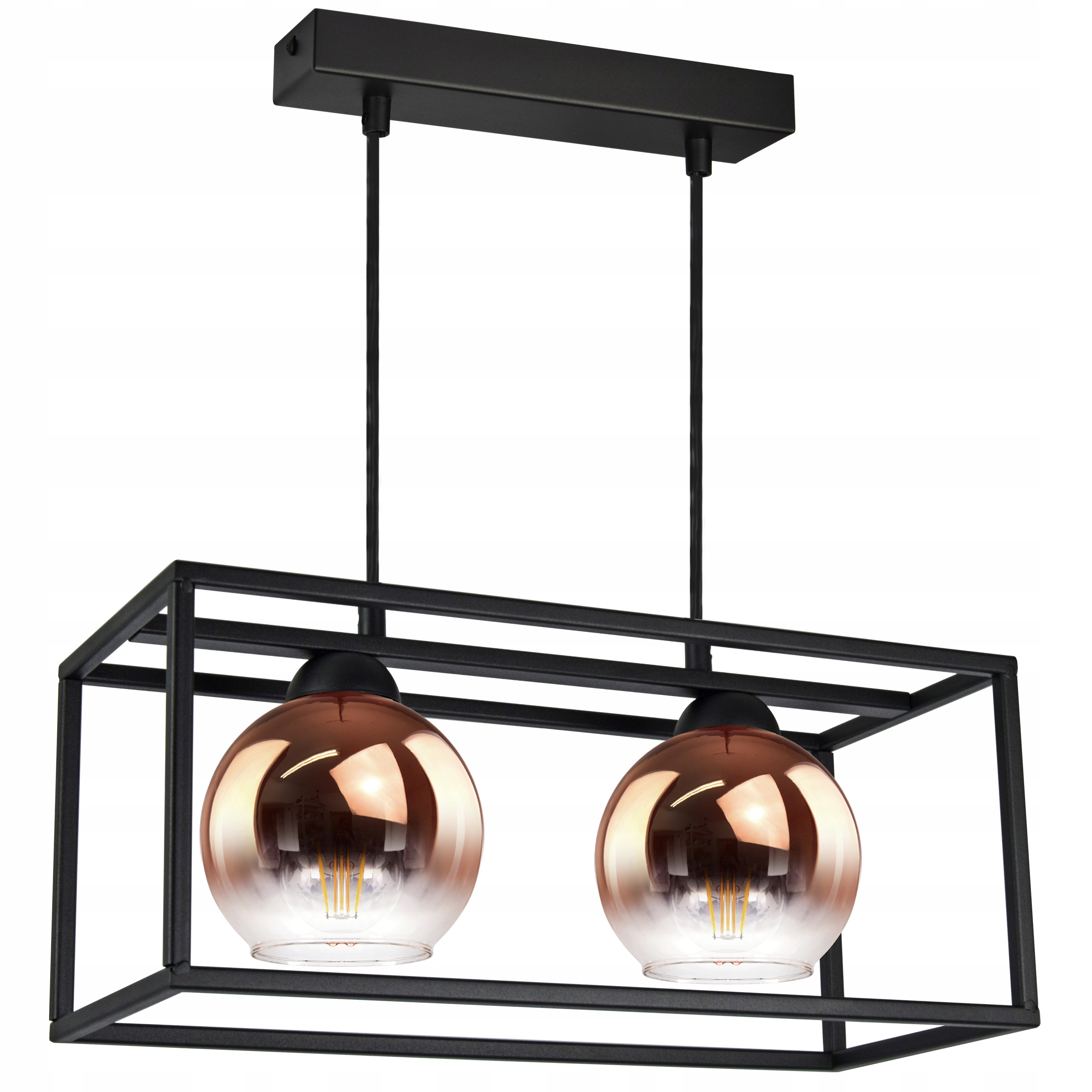 

Lampa Wisząca Klatka Kule Miedź Transparent Led