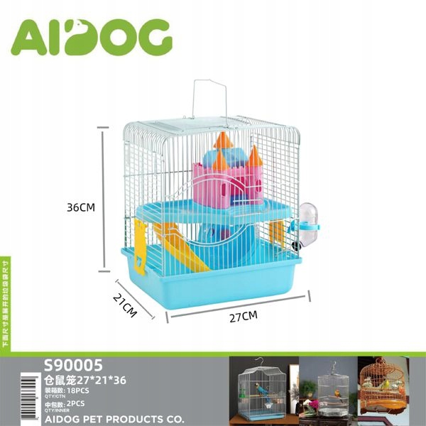 Levně Klec pro křečka s příslušenstvím modrá, 27x21x36 cm