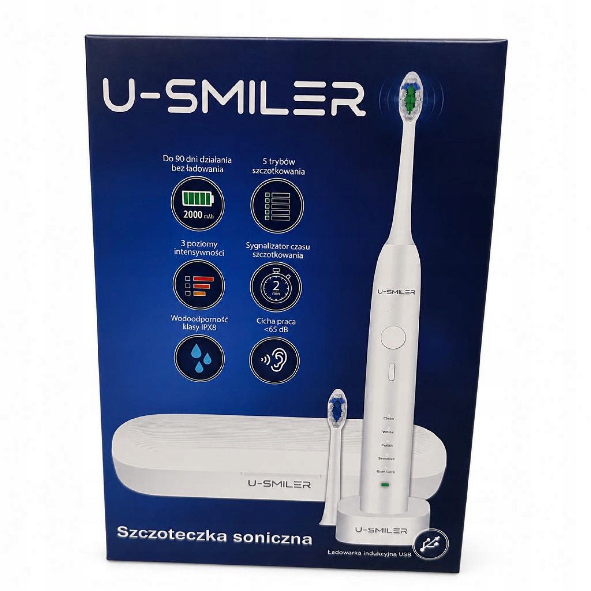 Szczoteczka soniczna do zębów U-Smiler H6 Plus biała