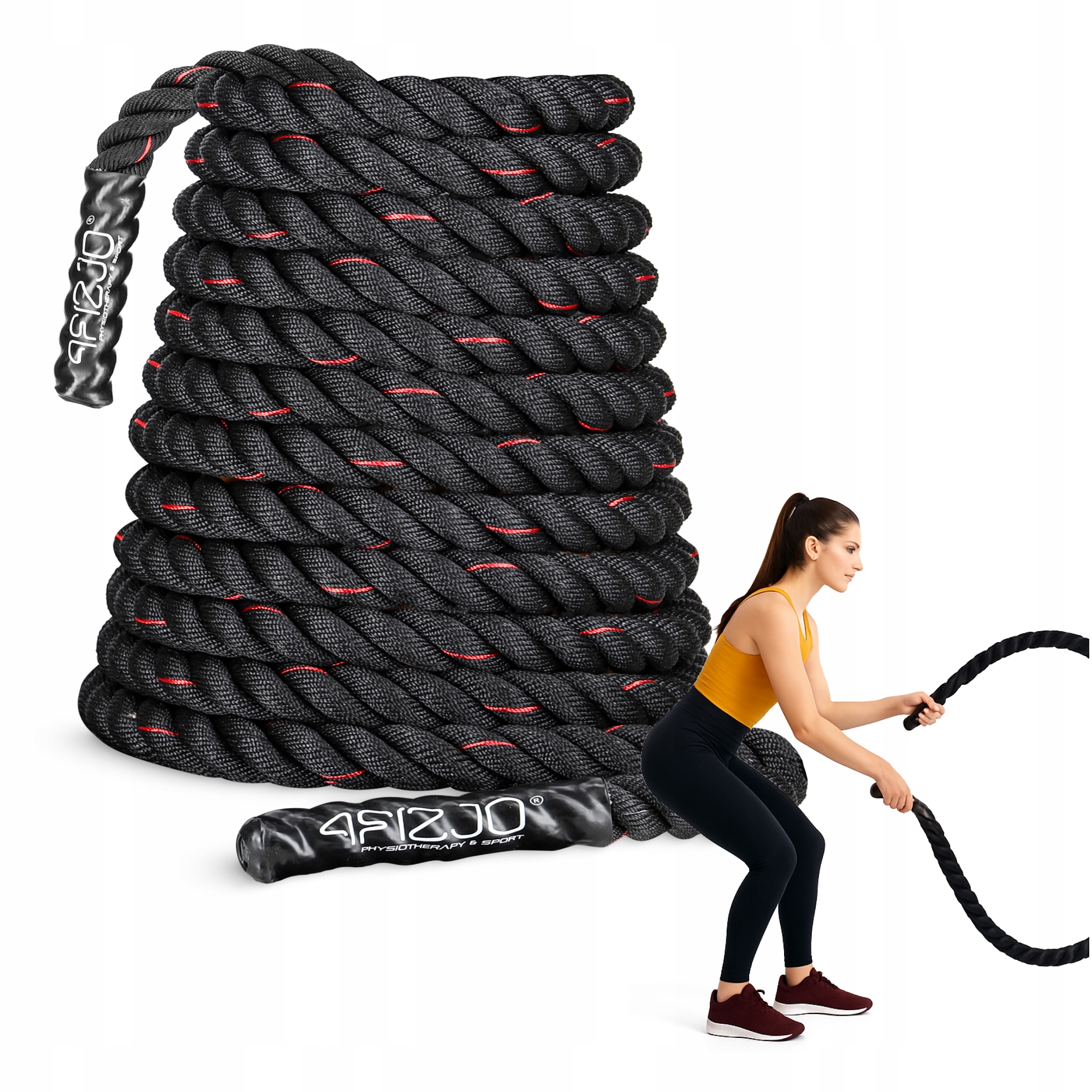 Lina Crossfit Treningowa Power Battle Rope Do Wzmocnienia Mięśni 4FIZJO 9 m