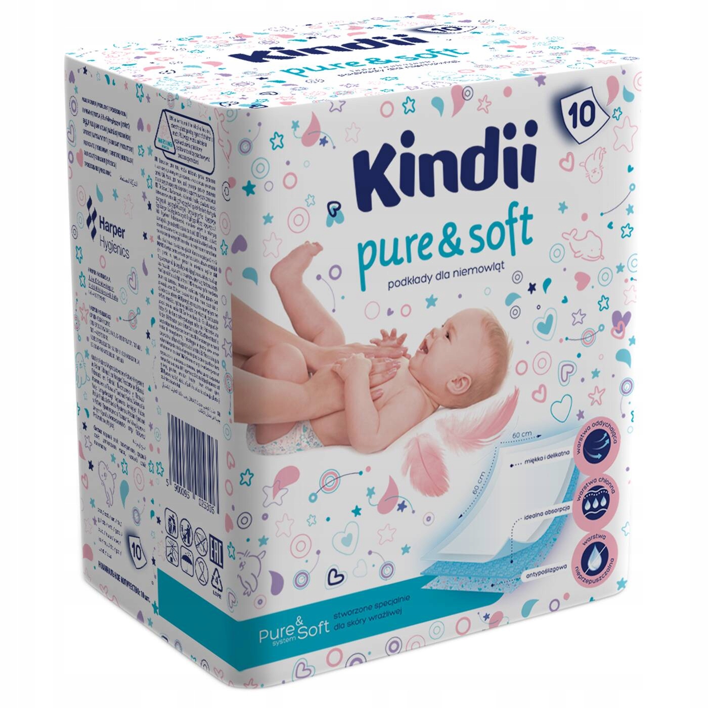 KINDII Pure&Soft Podkłady dla niemowląt delikatne i miękkie 10szt