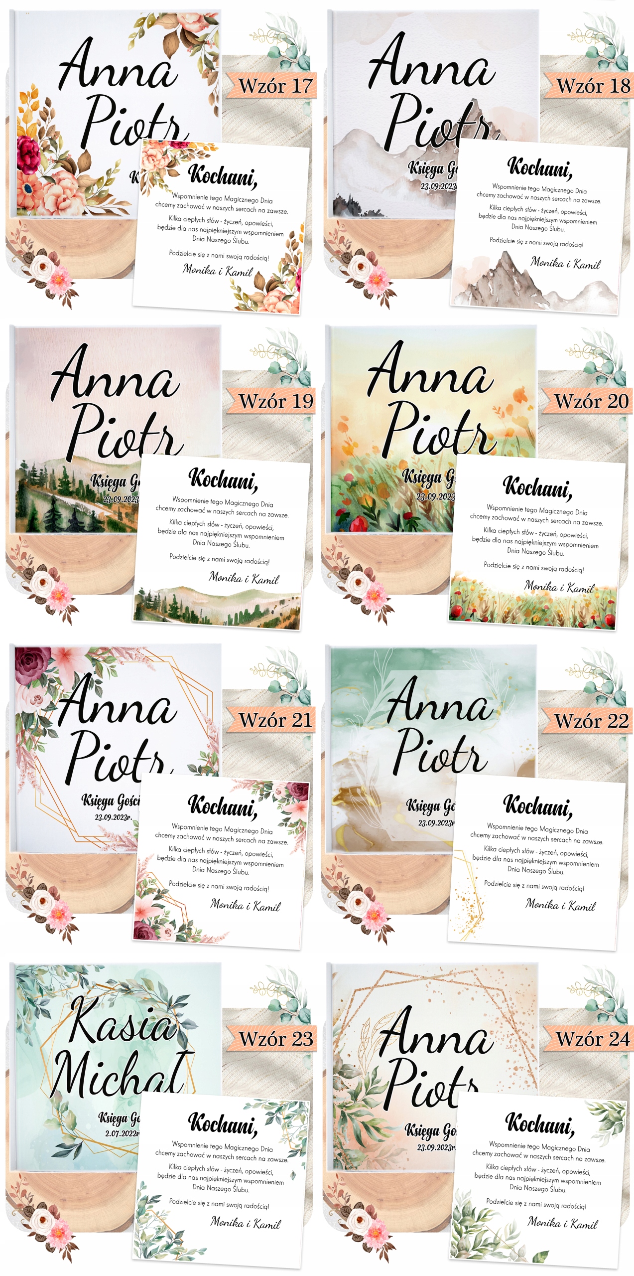 KSIĘGA GOŚCI NA ŚLUB WESELE KWADRAT ANKIETY MIX Kolor dominujący biały