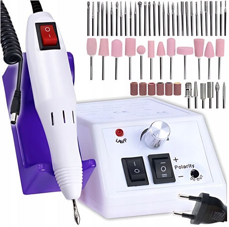 FREZARKA DO PAZNOKCI MANICURE PEDICURE PROFESJONALNA ZESTAW FREZÓW MOC 12W