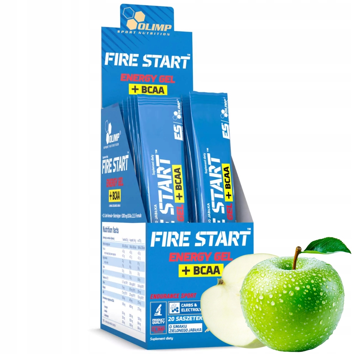 Olimp Fire Start Energy Gel Bcaa 20x36 g Energetický gel Jablko