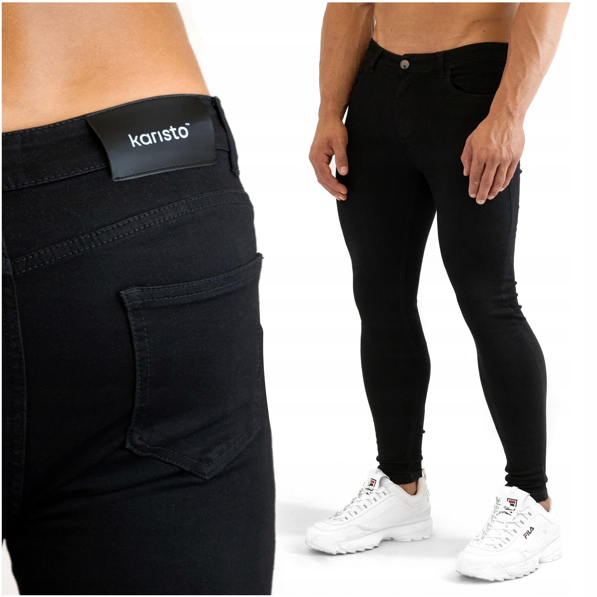 Spodnie Jeans Elastyczne Męskie Karisto Czarne Dżinsy roz 34