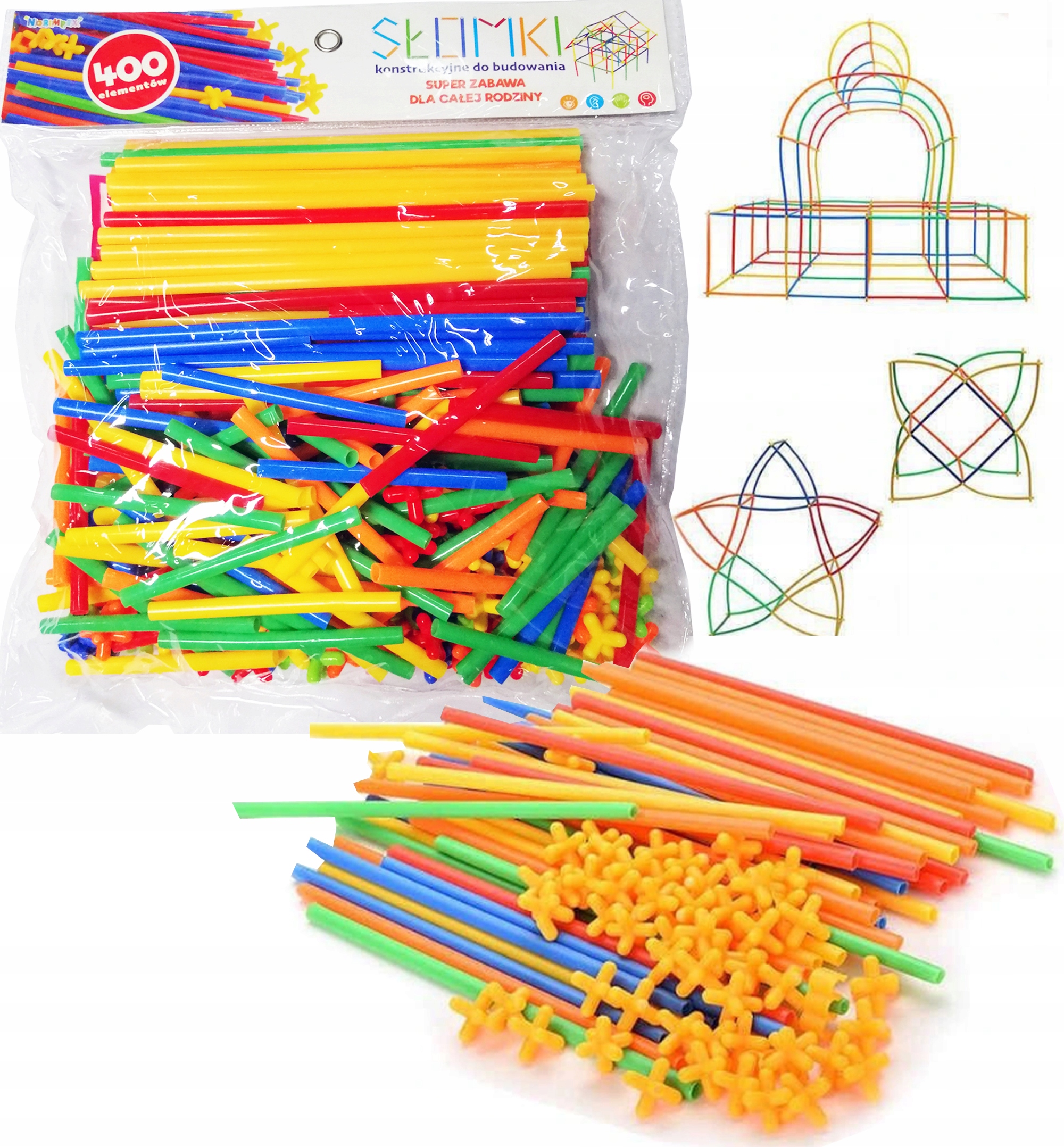 

Słomki Klocki Konstrukcyjne Patyczki Rurki 400 el