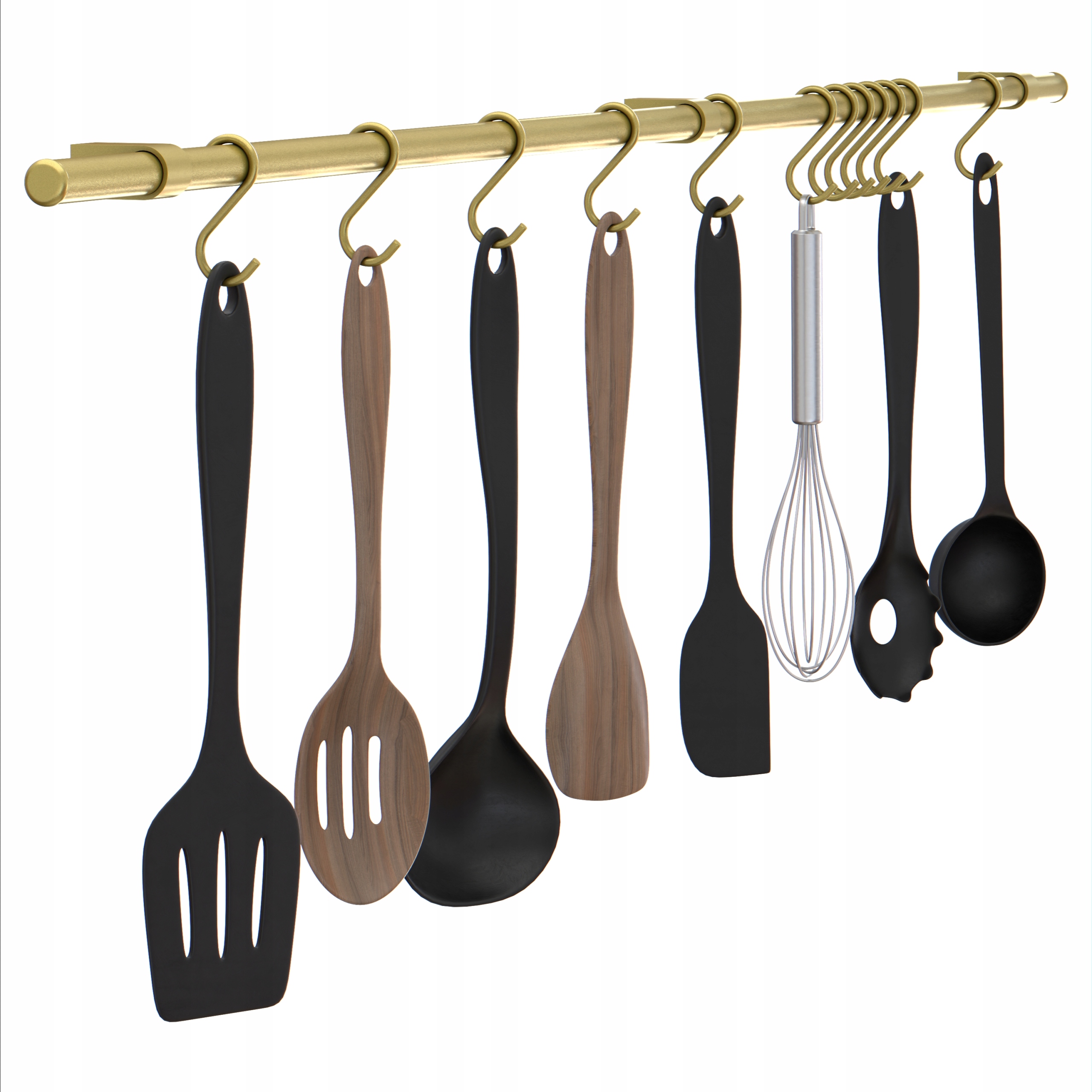 Kuchyňský reling s nepadajícími háčky Zlatý 100 cm