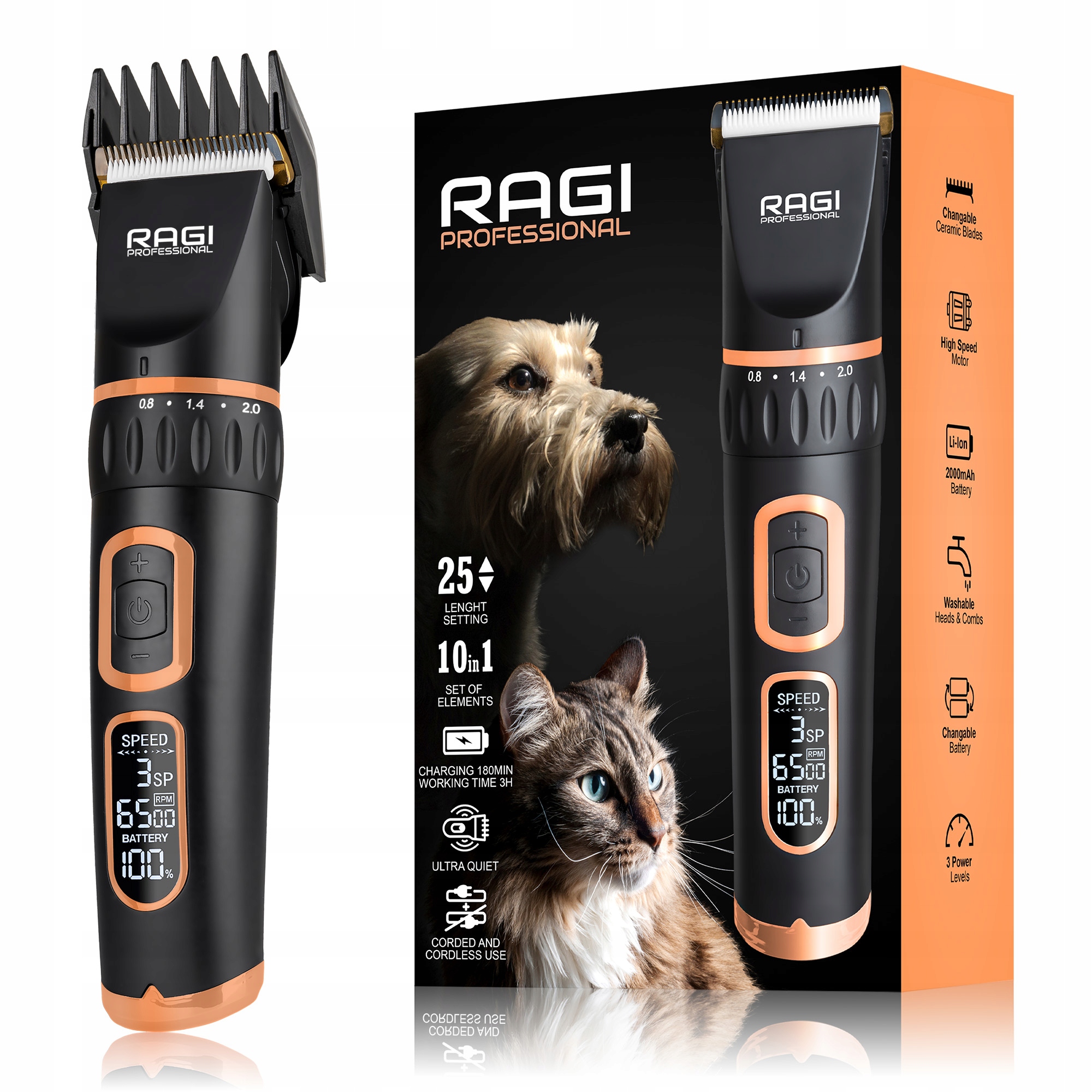 MASZYNKA DO STRZYŻENIA PSÓW PSA KOTA RAGI PROFESJONALNA CICHA BEZPRZEWODOWA Kod producenta 5904316180003