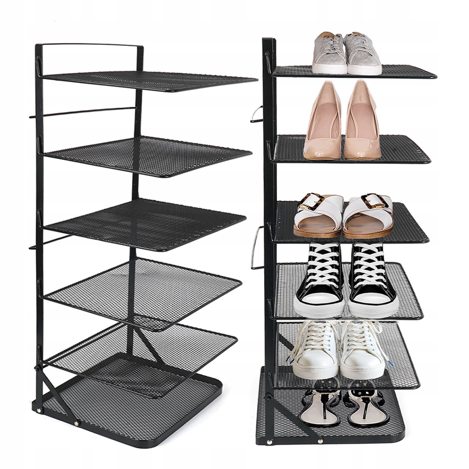 Skládací regál na boty 6 úrovní – víceúrovňová odkládací police, černá