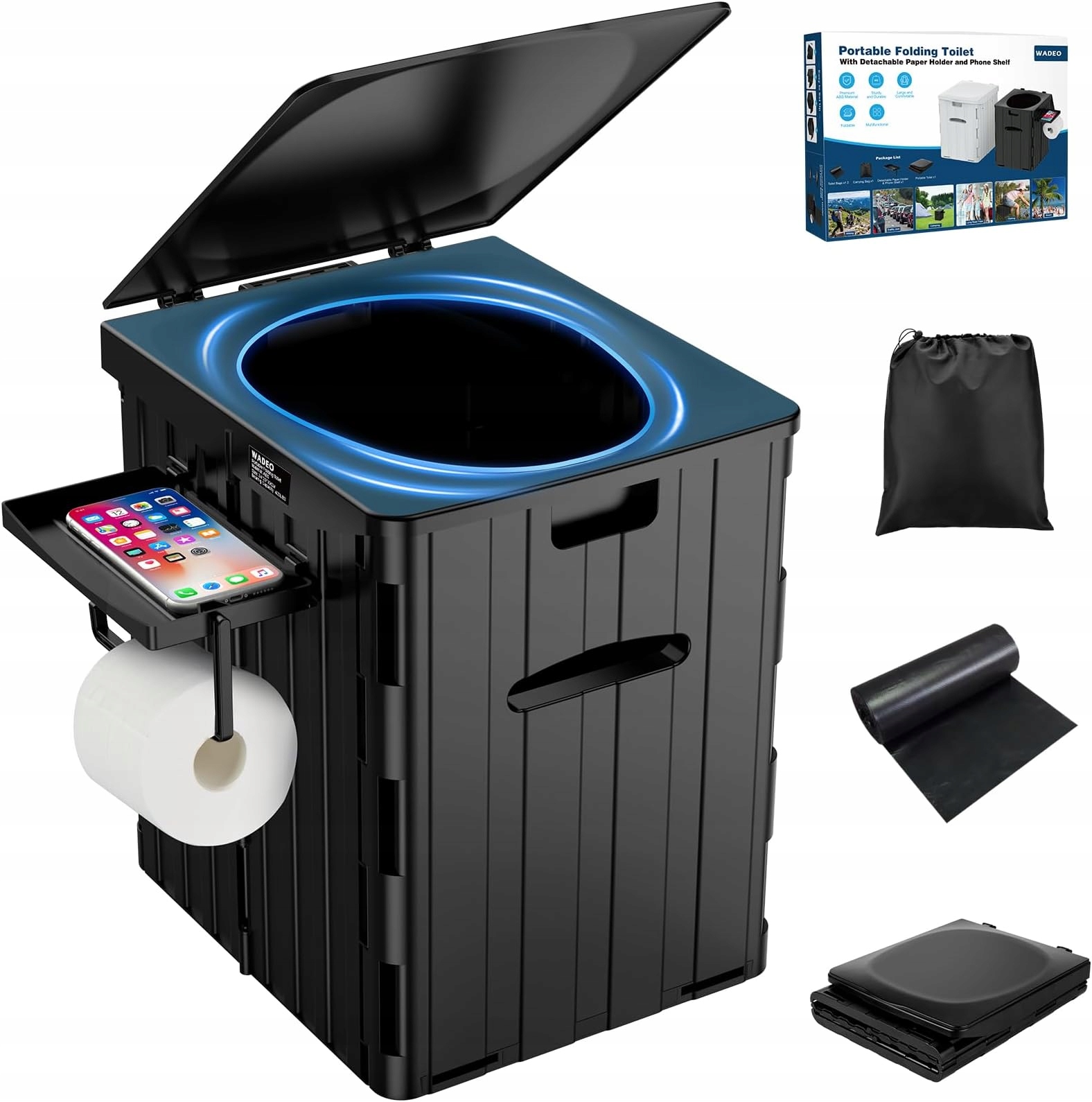 Przenośna Toaleta Kempingowa Składana Na Zewnątrz 180KG Nocnik