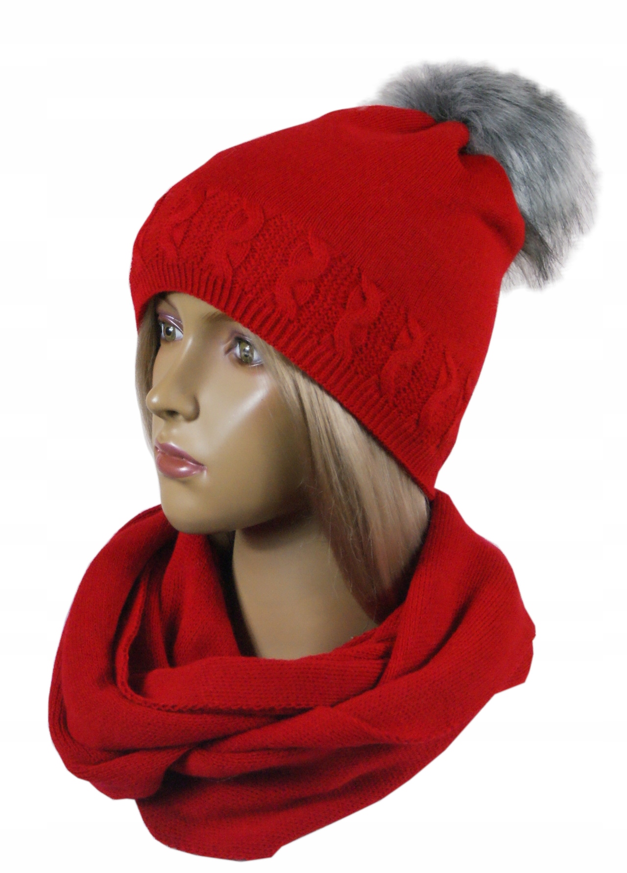 

Komplet Czapka pompon Polar + Komin # 54