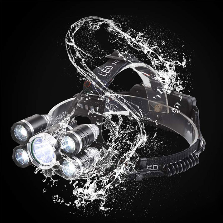 MOCNA LATARKA CZOŁOWA 5x LED CREE XM-L T6 CZOŁÓWKA Model EXPLORING PREZENT NAMIOT NA GŁOWĘ CZOŁO 5 X LED